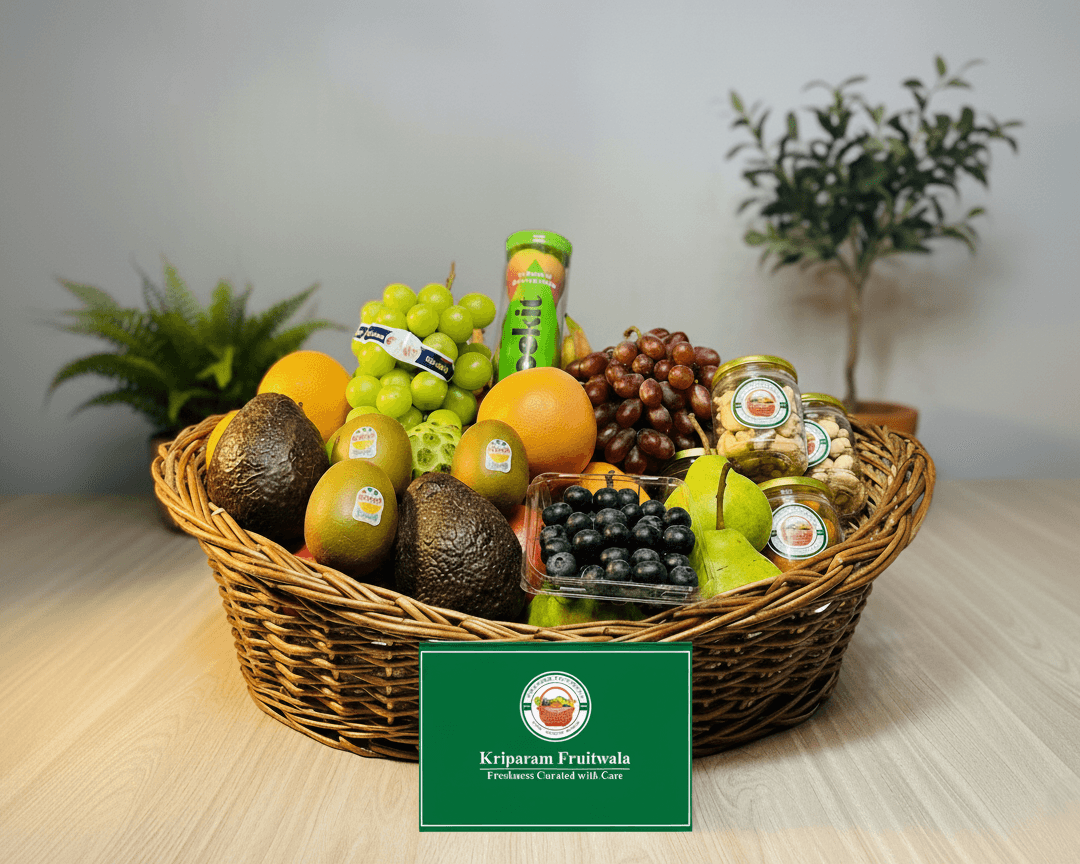 The Luxe Harvest Boat – Premium Fresh & Dry Fruit Gift Basket